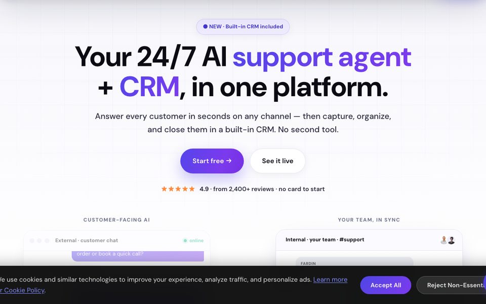 sem.chat homepage showing AI chat and voice agents